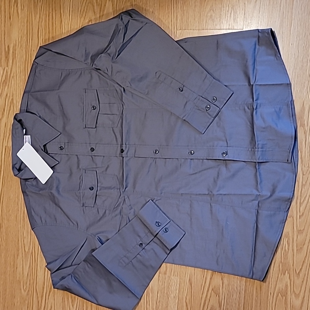 Chef Works X-Large Button Down Gray Shirt Long Convertible Sleeve New With Tags